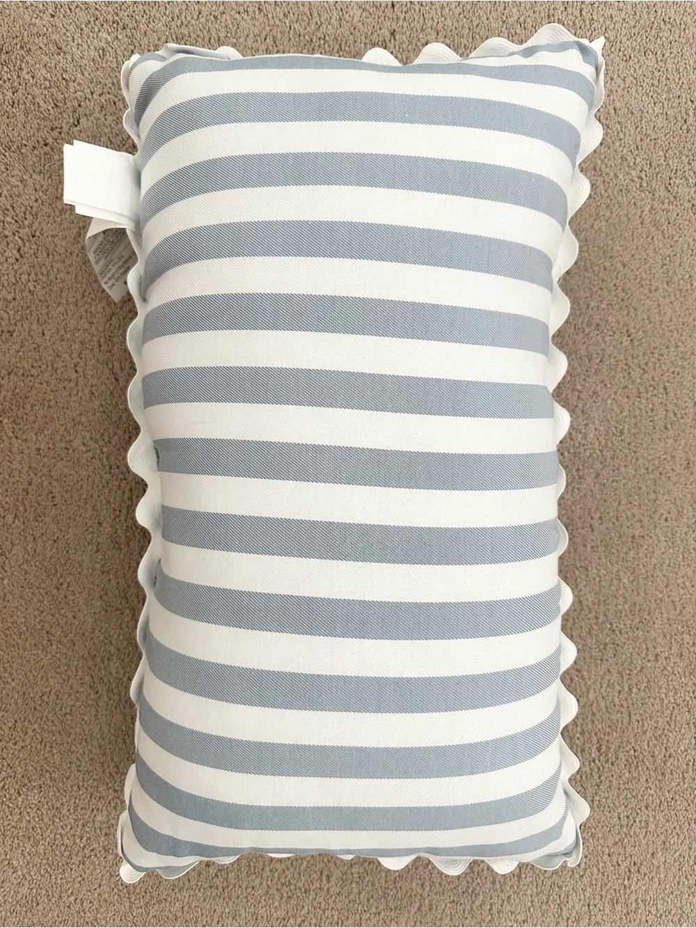 Set of 2 Strawberry Embroidered Blue & White Stripes Indoor/Outdoor Throw Pillow